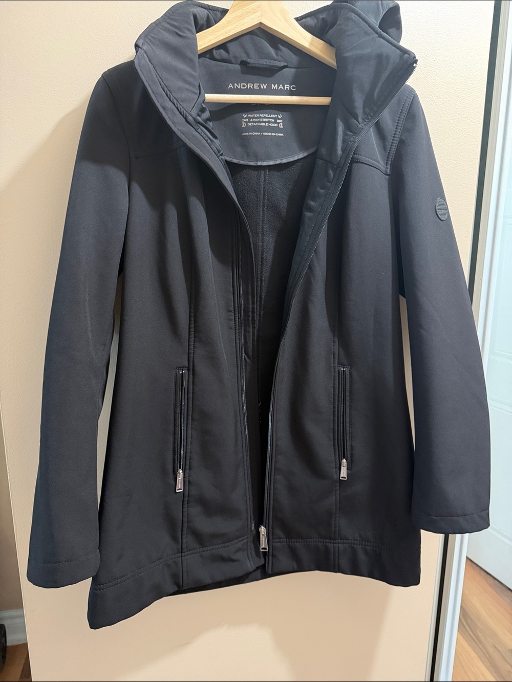 Andrew Marc Women's Black Hooded Trench Coat